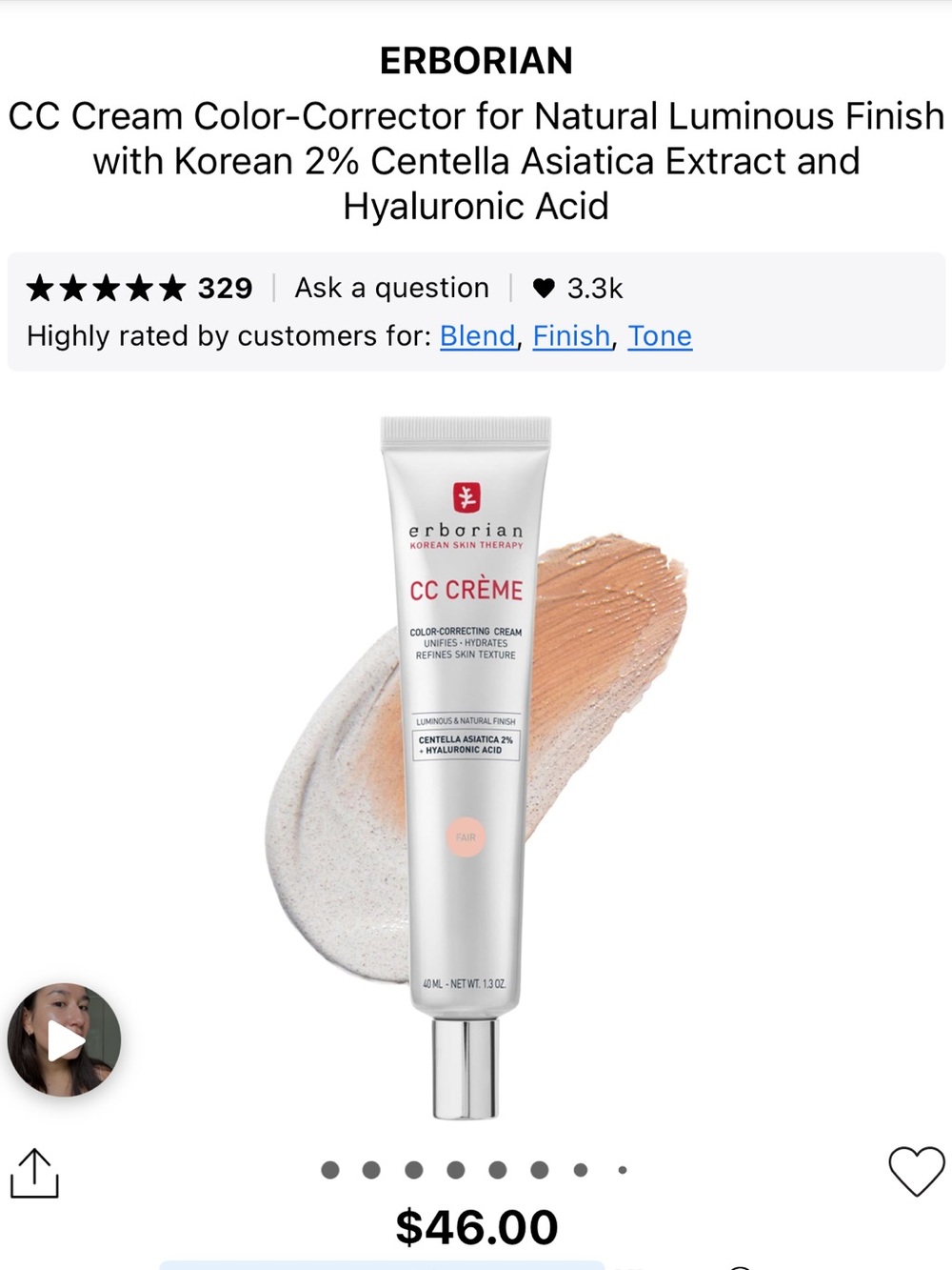 Erborian CC Crème Color-Correcting Cream in Fair